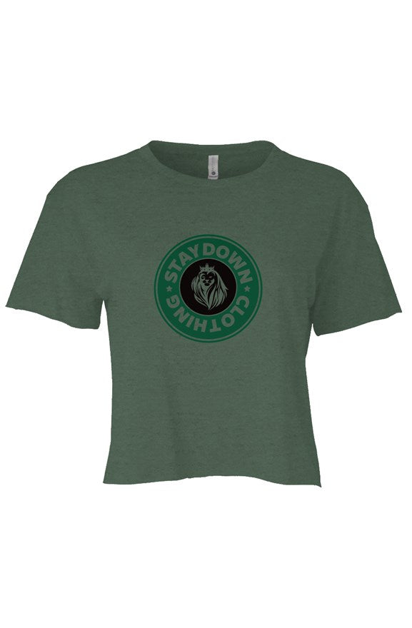 WOMENS STAYBUCKS CROP TOP T-SHIRT PINE