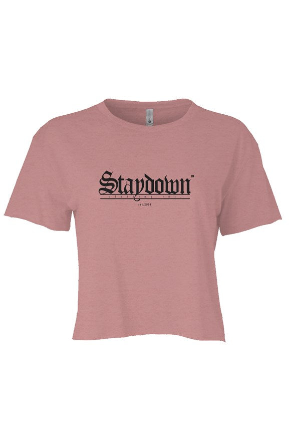 WOMENS OLD ENGLISH CROP TOP T-SHIRT PINK