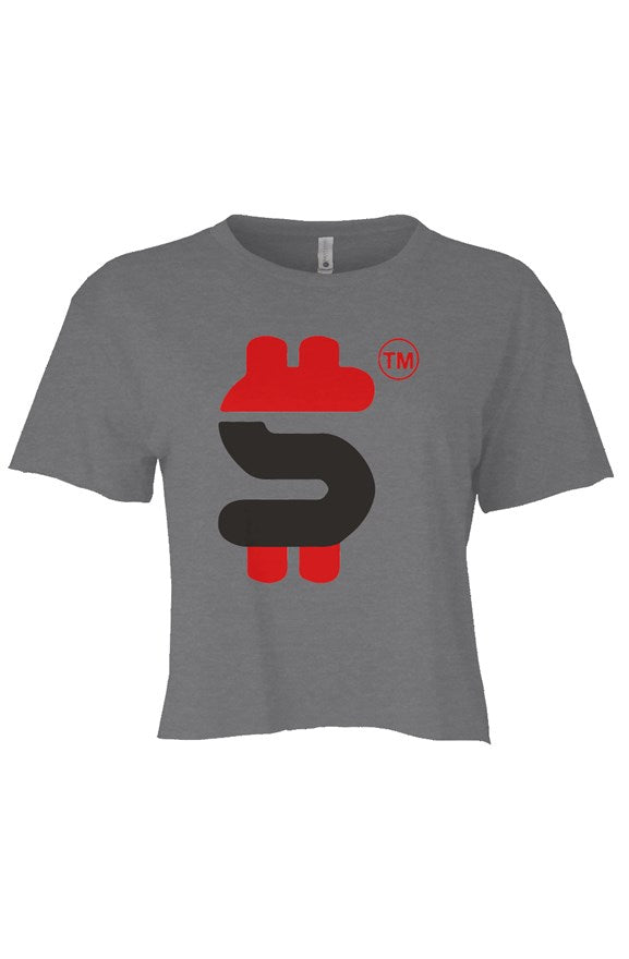 WOMENS DOLLA SIGN CROP TOP T-SHIRT GRAY