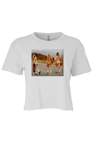 WOMENS SKATEBOARD CROP TOP T-SHIRT WHITE